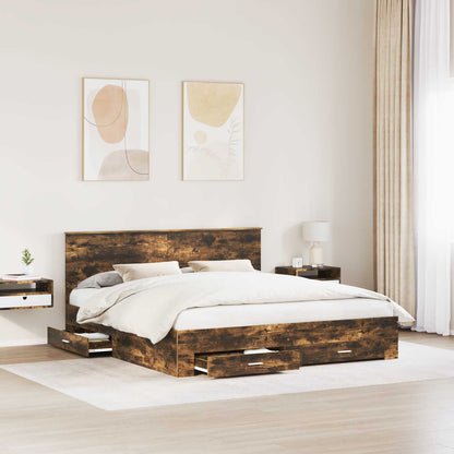 Struttura del letto Rovere fumÃ© 200 x 200 cm Legno multistrato