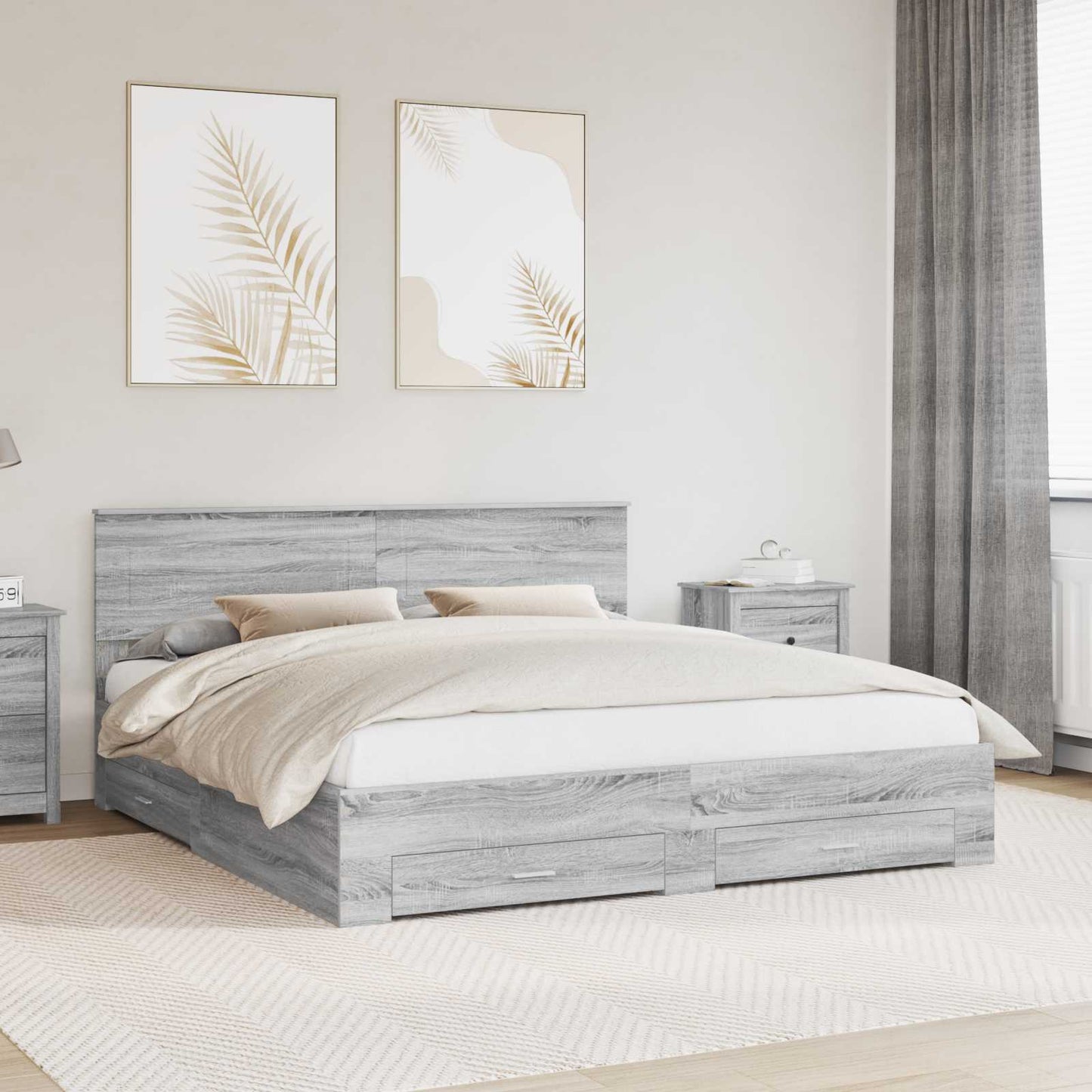 Struttura del letto con testiera Grigio Sonoma 200 x 200 cm