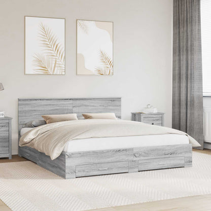 Struttura del letto con testiera Grigio Sonoma 200 x 200 cm