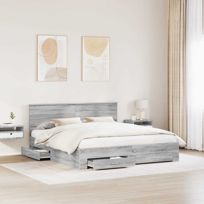 Struttura del letto con testiera Grigio Sonoma 200 x 200 cm