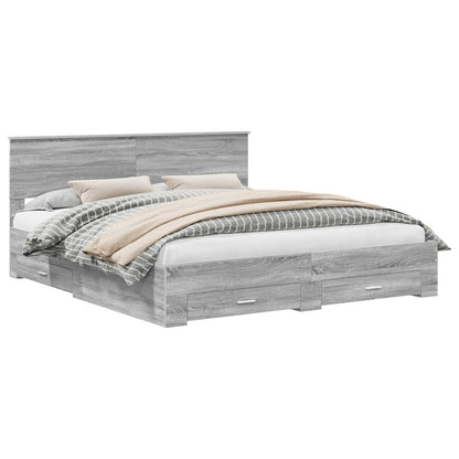 Struttura del letto con testiera Grigio Sonoma 200 x 200 cm