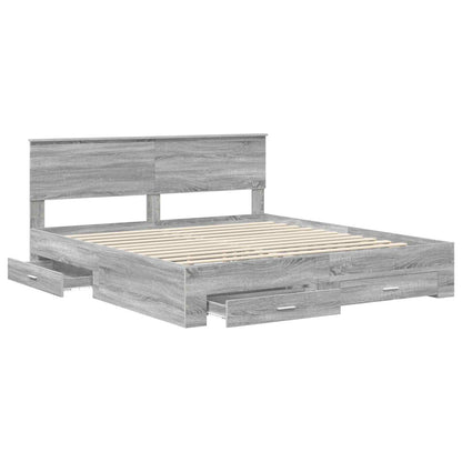 Struttura del letto con testiera Grigio Sonoma 200 x 200 cm