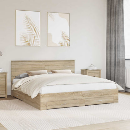 Struttura del letto con testiera Rovere Sonoma 180 x 200 cm