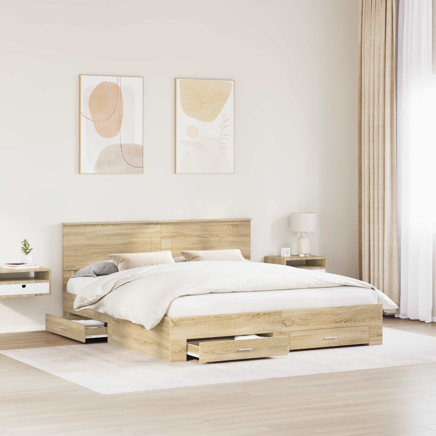 Struttura del letto con testiera Rovere Sonoma 180 x 200 cm