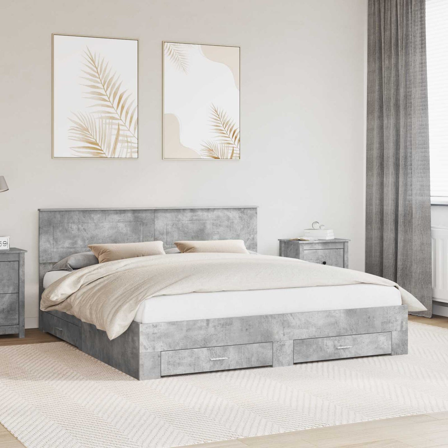 Struttura del letto con testiera Grigio cemento 180 x 200 cm