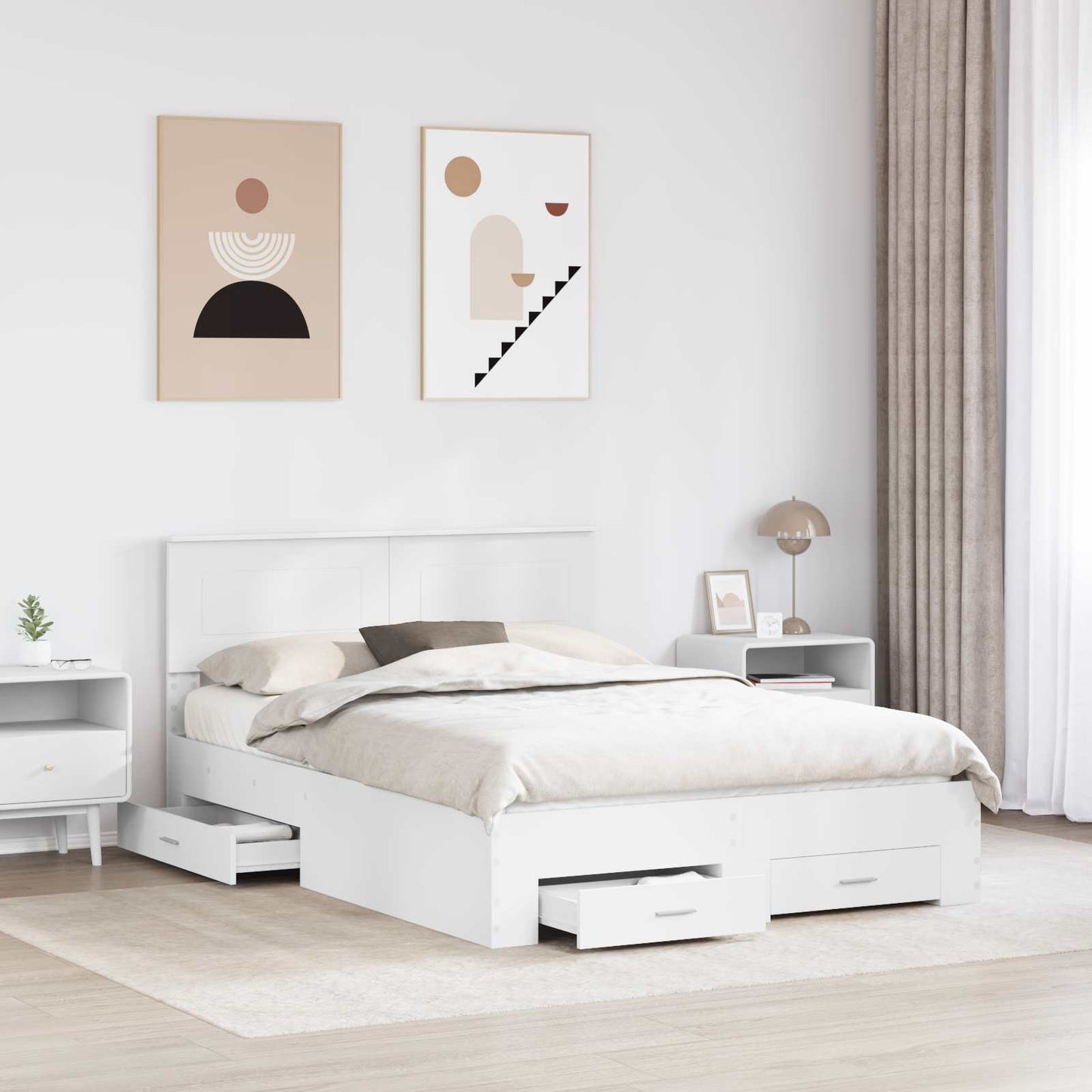 Struttura del letto Bianco 160 x 200 cm Legno multistrato