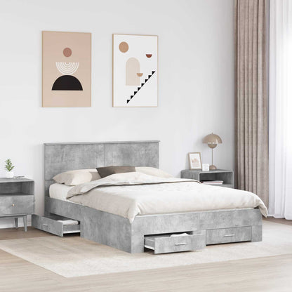 Struttura del letto con testiera Grigio cemento 160 x 200 cm