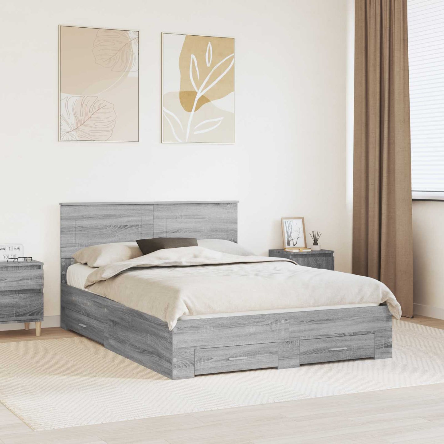 Struttura del letto con testiera Grigio Sonoma 150 x 200 cm