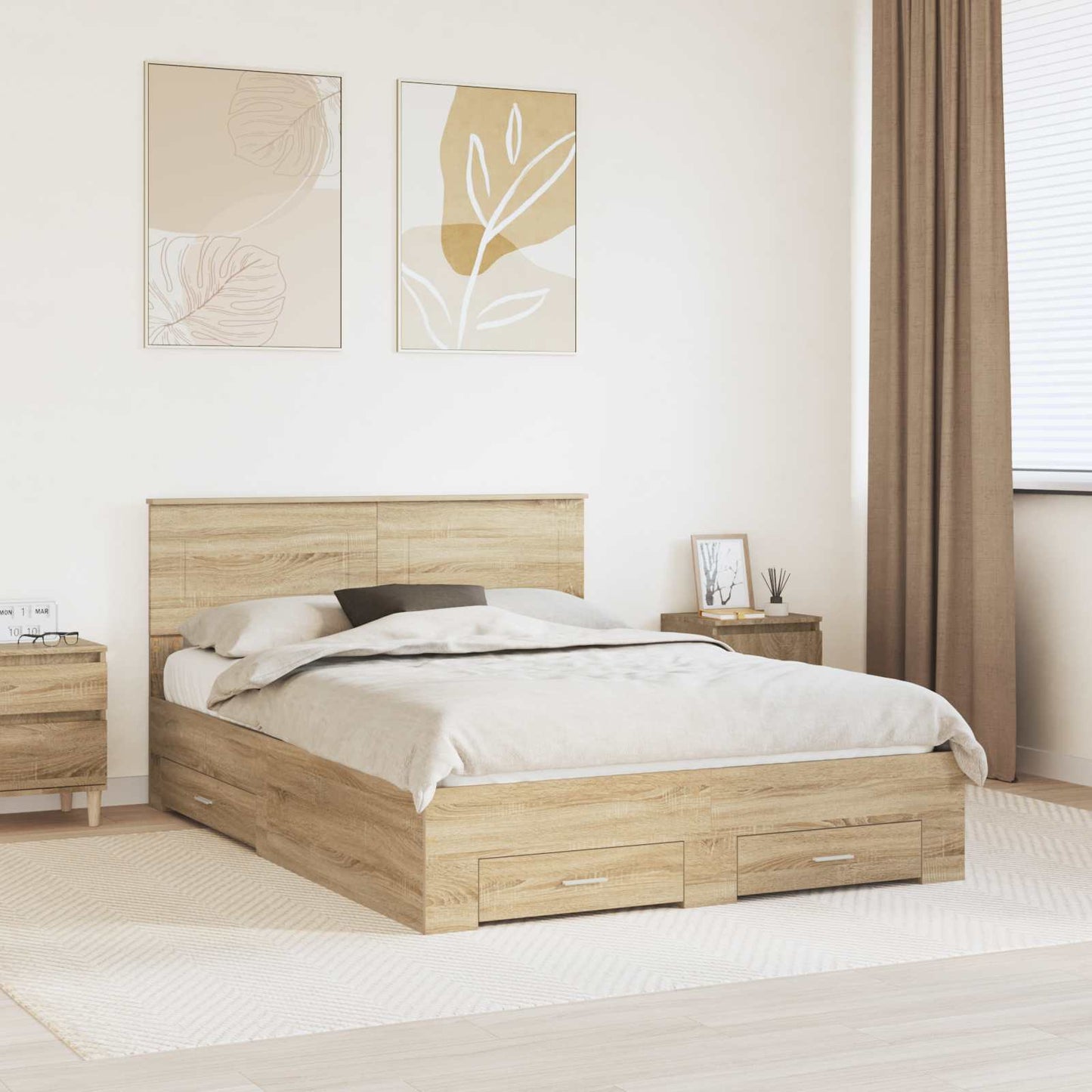 Struttura del letto con testiera Rovere Sonoma 140 x 190 cm