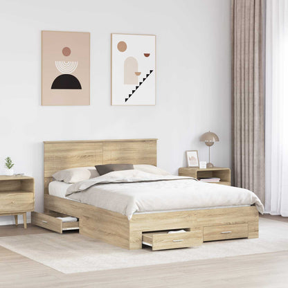 Struttura del letto con testiera Rovere Sonoma 140 x 190 cm