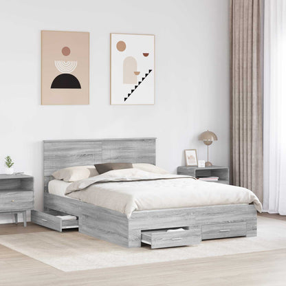 Struttura del letto con testiera Grigio Sonoma 140 x 190 cm