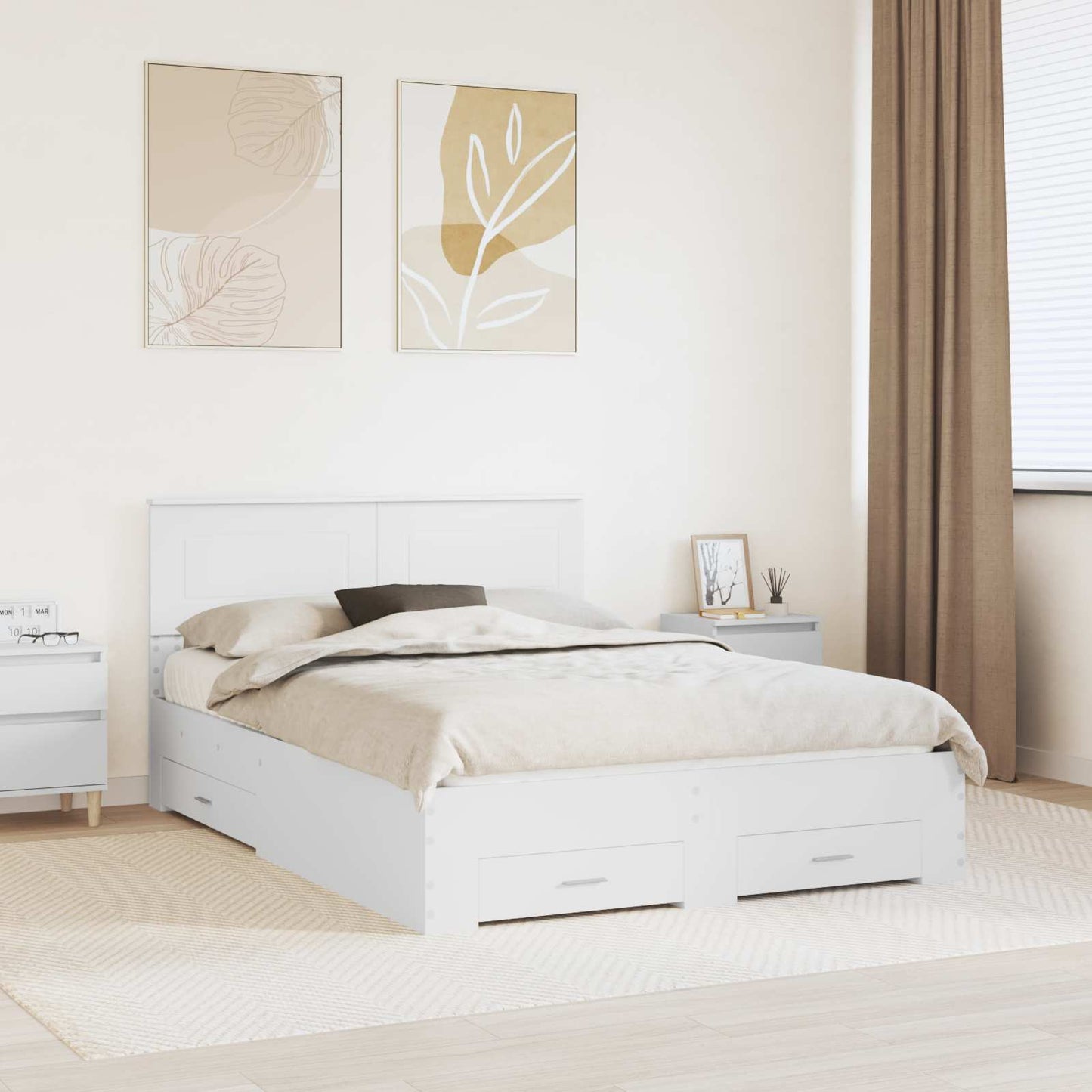Struttura del letto Bianco 140 x 200 cm Legno multistrato
