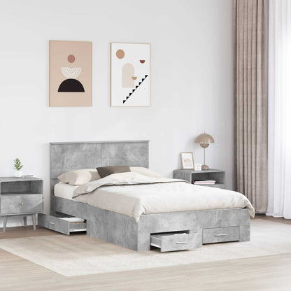 Struttura del letto con testiera Grigio cemento 135 x 190 cm