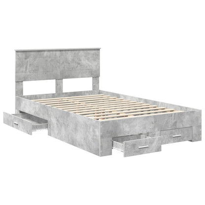 Struttura del letto con testiera Grigio cemento 135 x 190 cm