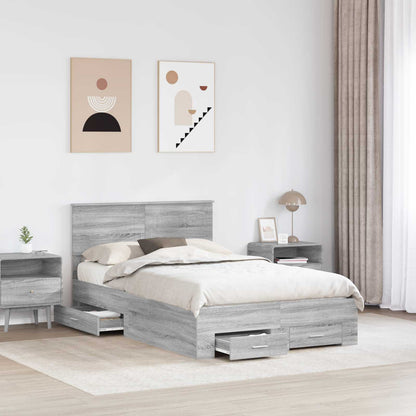 Struttura del letto con testiera Grigio Sonoma 135 x 190 cm