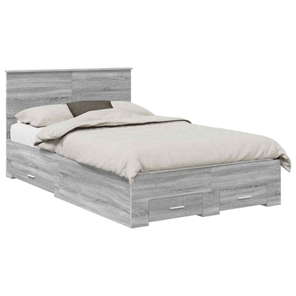 Struttura del letto con testiera Grigio Sonoma 135 x 190 cm