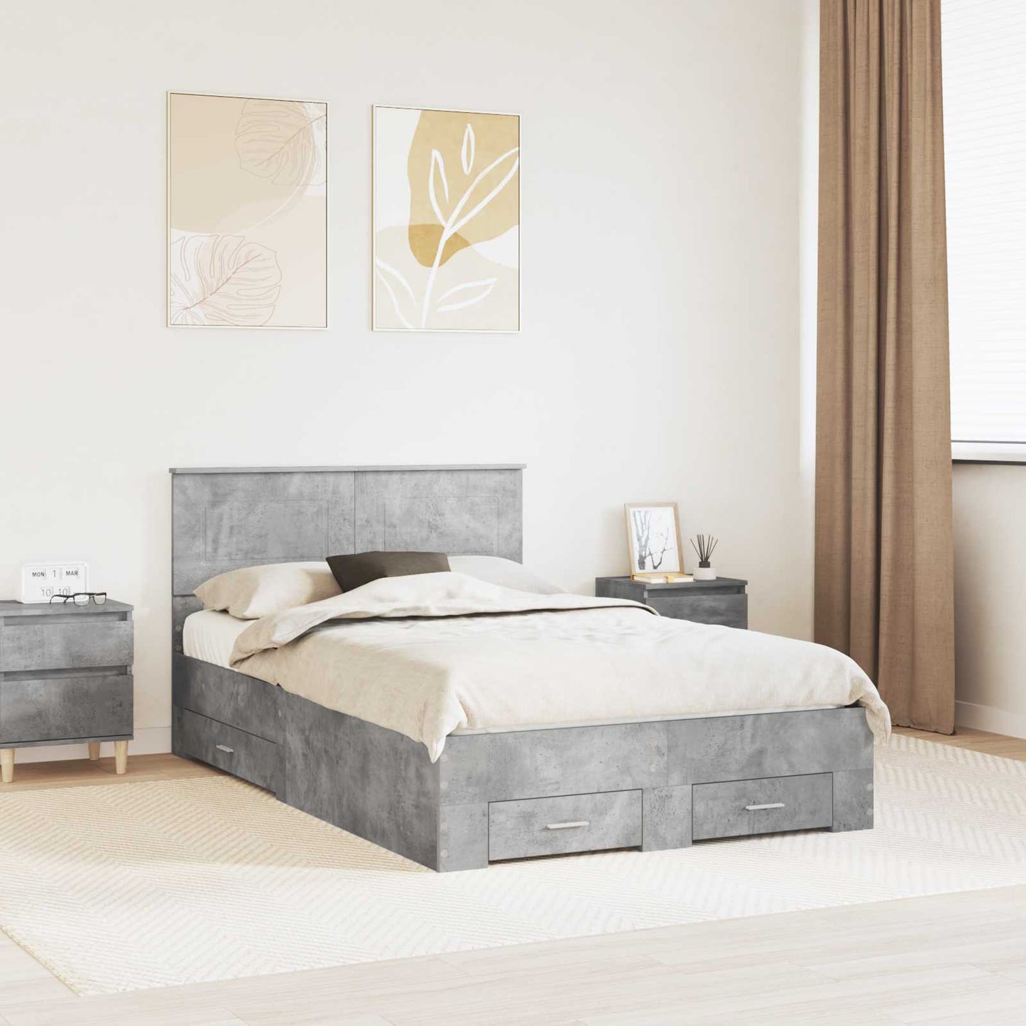 Struttura del letto con testiera Grigio cemento 120 x 190 cm