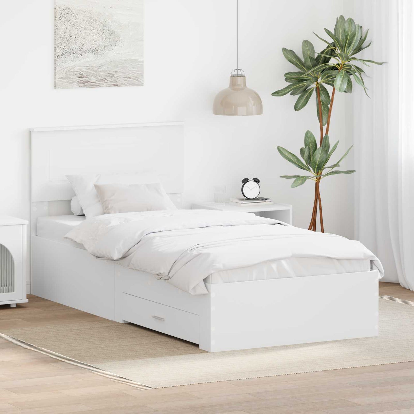 Struttura del letto Bianco 100 x 200 cm Legno multistrato