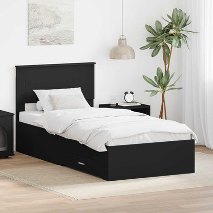 Struttura del letto con testiera Nero e Argento 100 x 200 cm