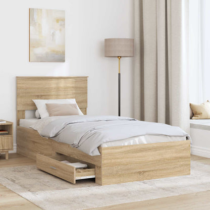 Struttura del letto con testiera Rovere Sonoma 100 x 200 cm