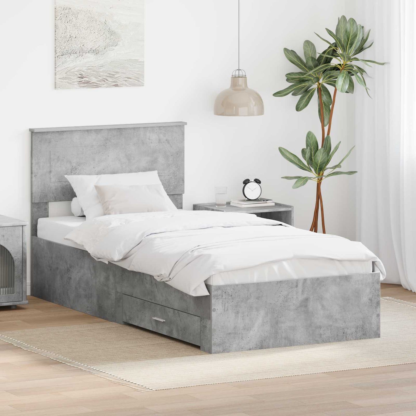 Struttura del letto con testiera Grigio cemento 100 x 200 cm