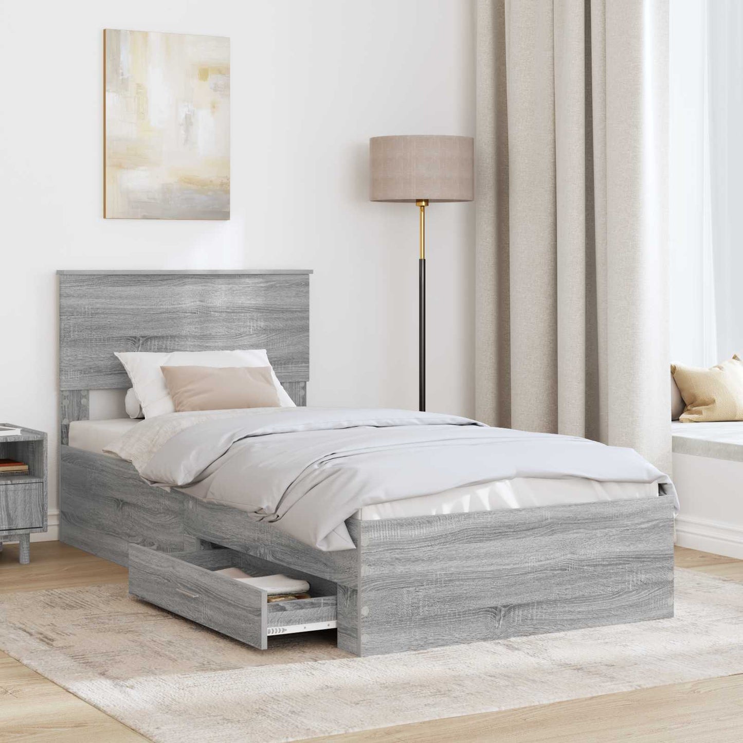 Struttura del letto con testiera Grigio Sonoma 100 x 200 cm