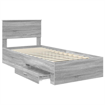 Struttura del letto con testiera Grigio Sonoma 100 x 200 cm