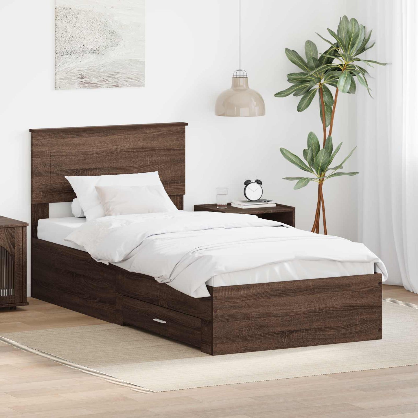 Struttura del letto Rovere Marrone e Argento 100 x 200 cm