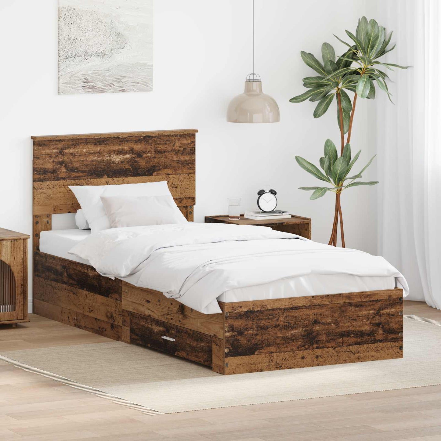 Struttura del letto con testiera Legno vecchio 100 x 200 cm