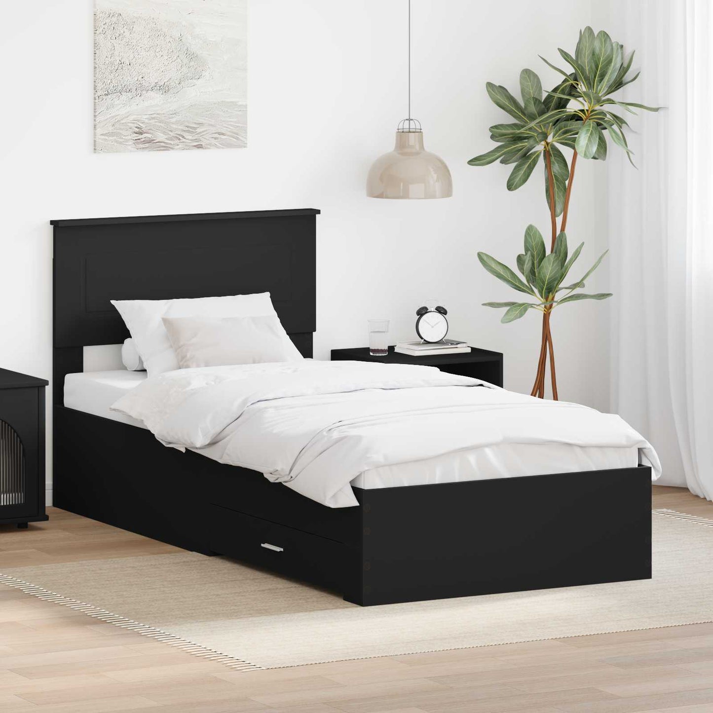 Struttura del letto Nero 90 x 200 cm Legno multistrato