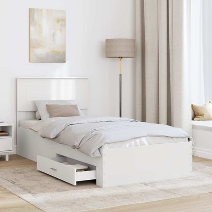 Struttura del letto con testiera Bianco e Argento 75 x 190 cm