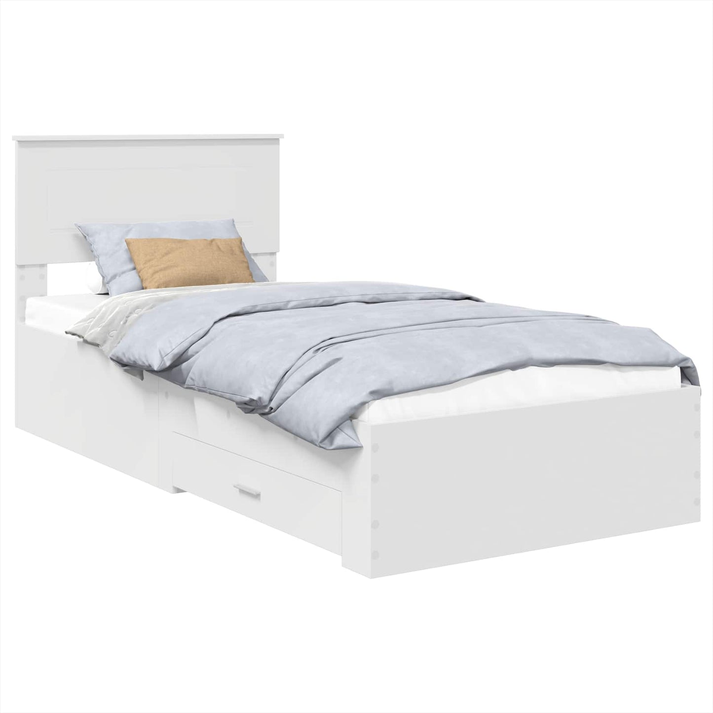 Struttura del letto con testiera Bianco e Argento 75 x 190 cm