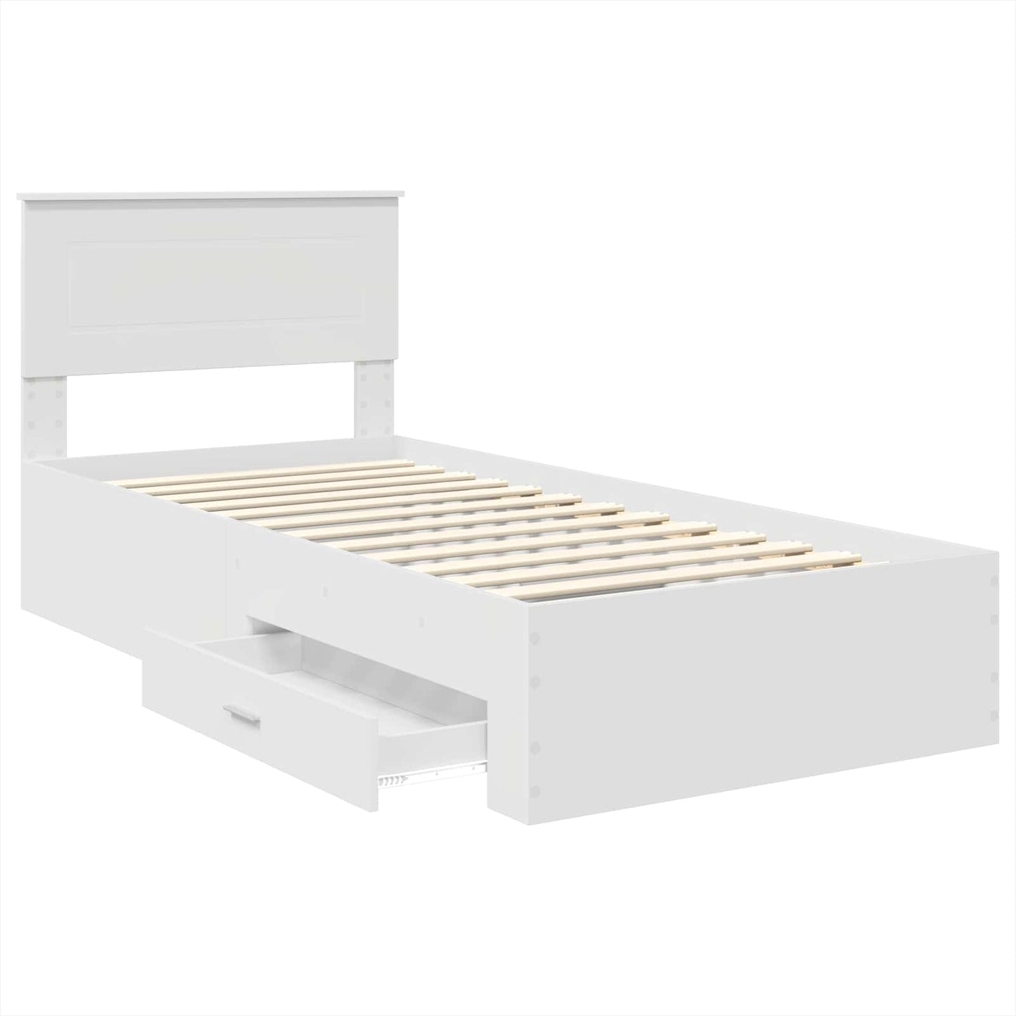 Struttura del letto con testiera Bianco e Argento 75 x 190 cm