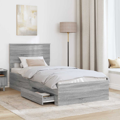Struttura del letto Grigio Sonoma e Argento 75 x 190 cm