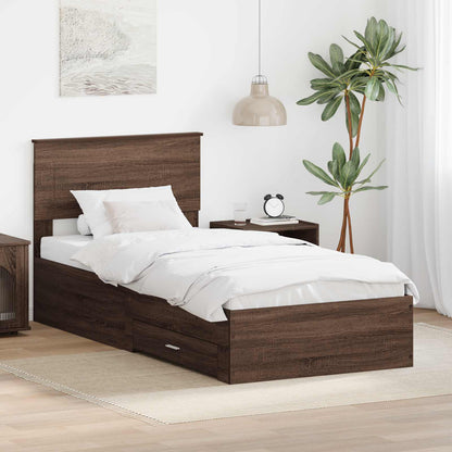 Struttura del letto Rovere Marrone e Argento 75 x 190 cm