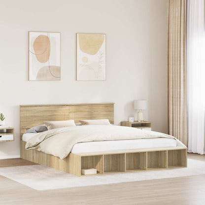 Struttura del letto con lo scaffale Rovere Sonoma 180 x 200 cm