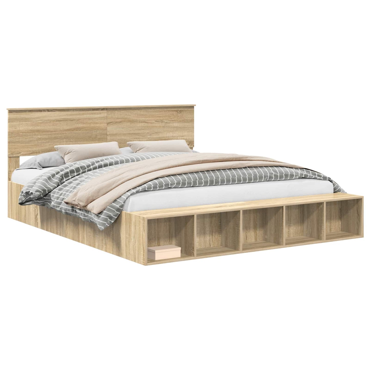 Struttura del letto con lo scaffale Rovere Sonoma 180 x 200 cm