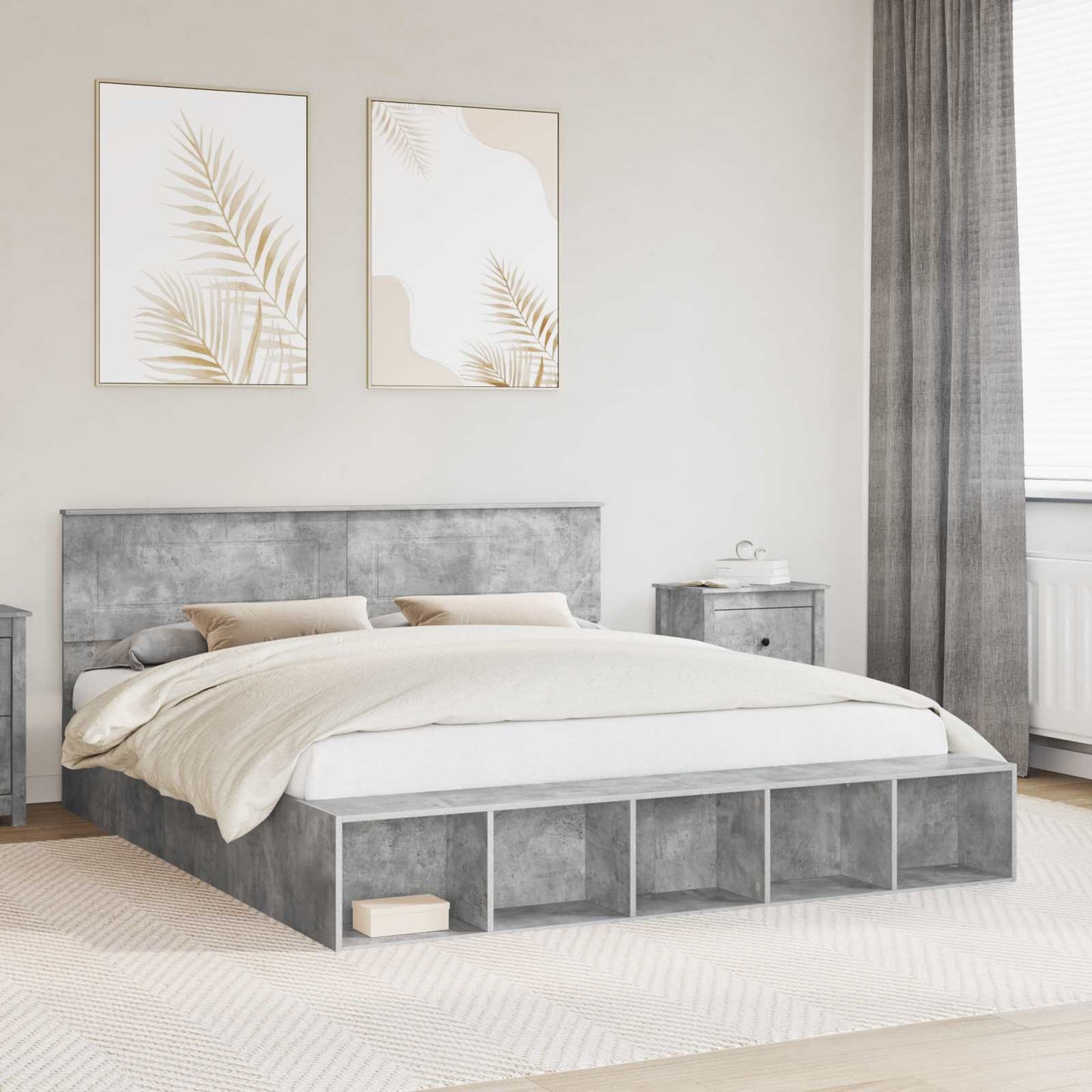 Struttura del letto con lo scaffale Grigio cemento 180 x 200 cm