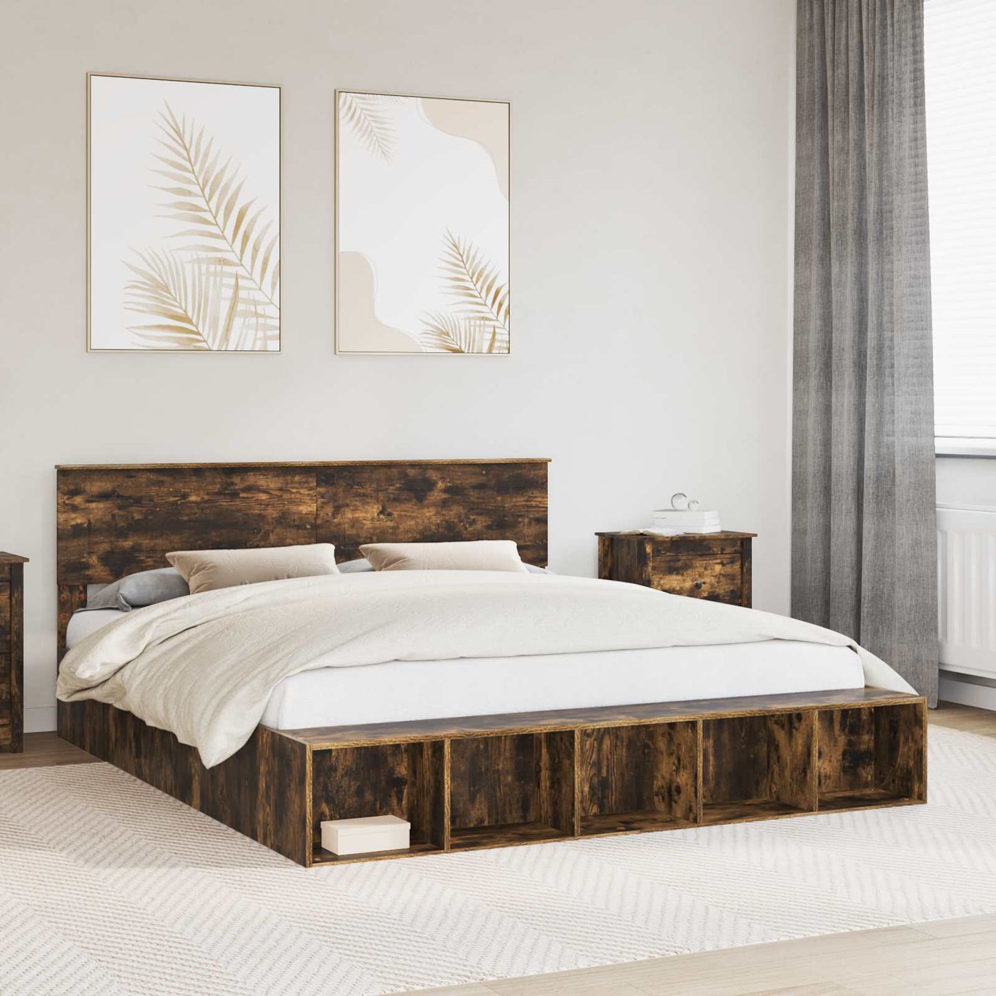 Struttura del letto Rovere fumÃ© 180 x 200 cm Legno multistrato