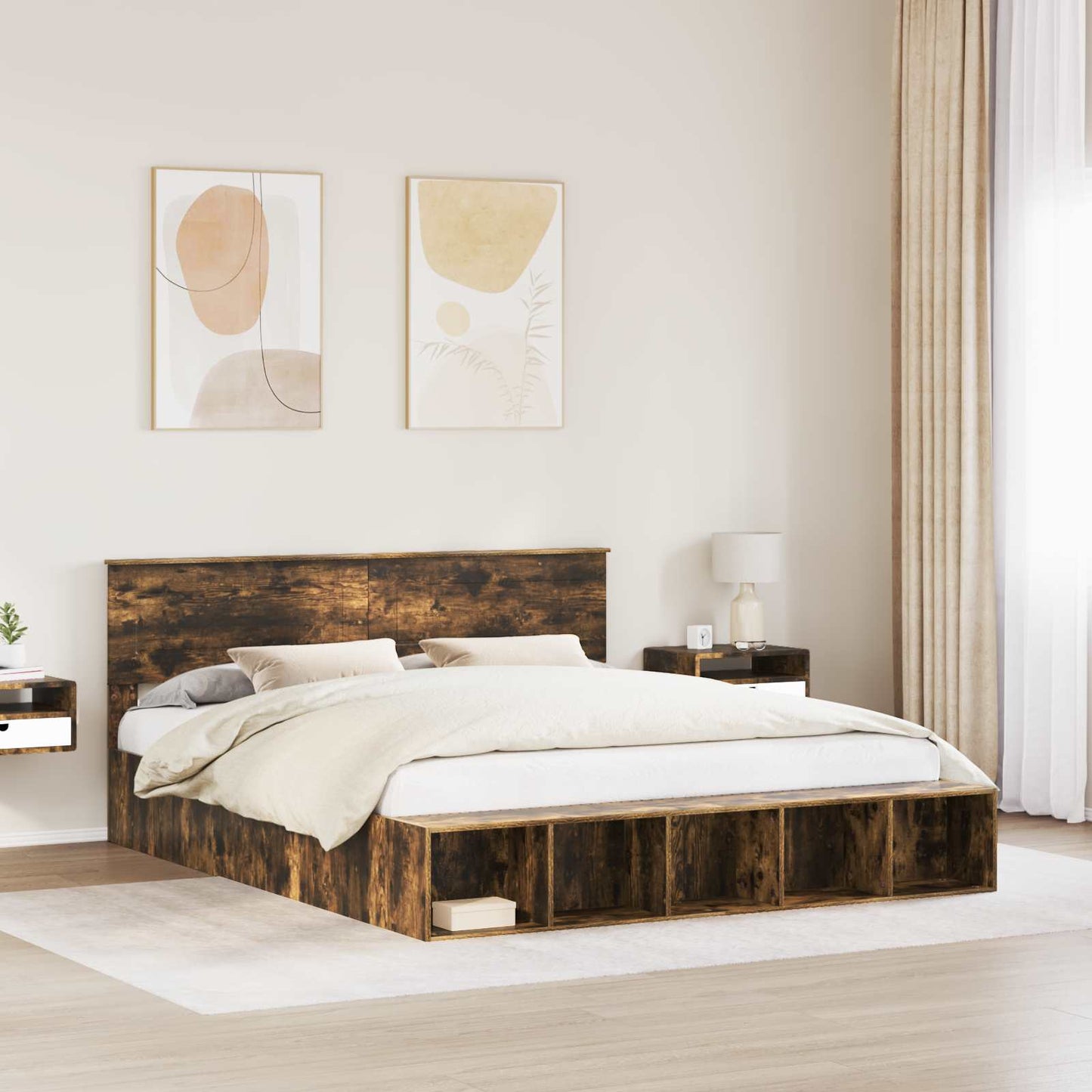 Struttura del letto Rovere fumÃ© 180 x 200 cm Legno multistrato