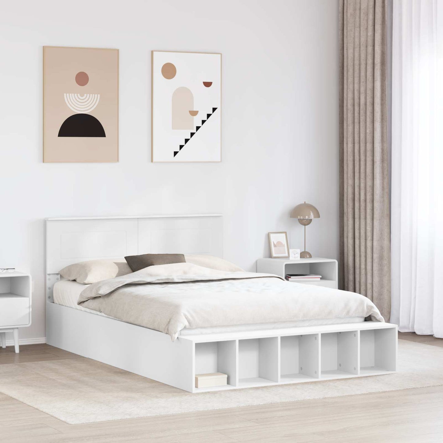 Struttura del letto Bianco 150 x 200 cm Legno multistrato