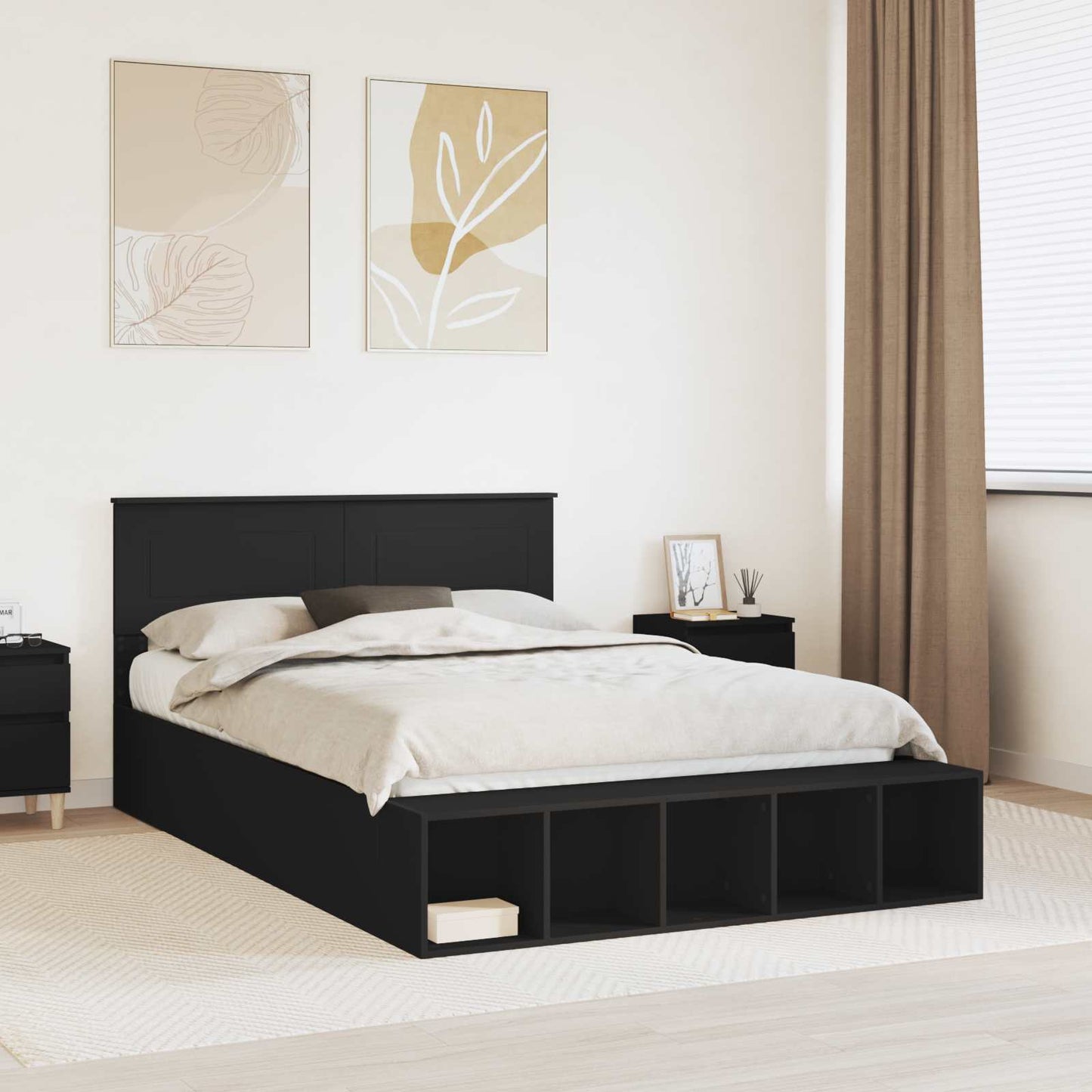 Struttura del letto Nero 150 x 200 cm Legno multistrato