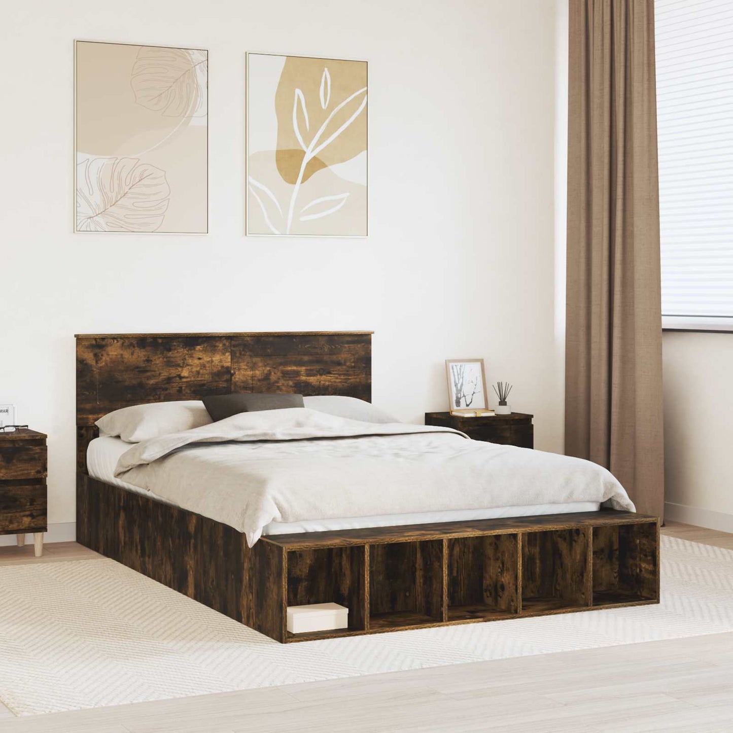 Struttura del letto Rovere fumÃ© 150 x 200 cm Legno multistrato