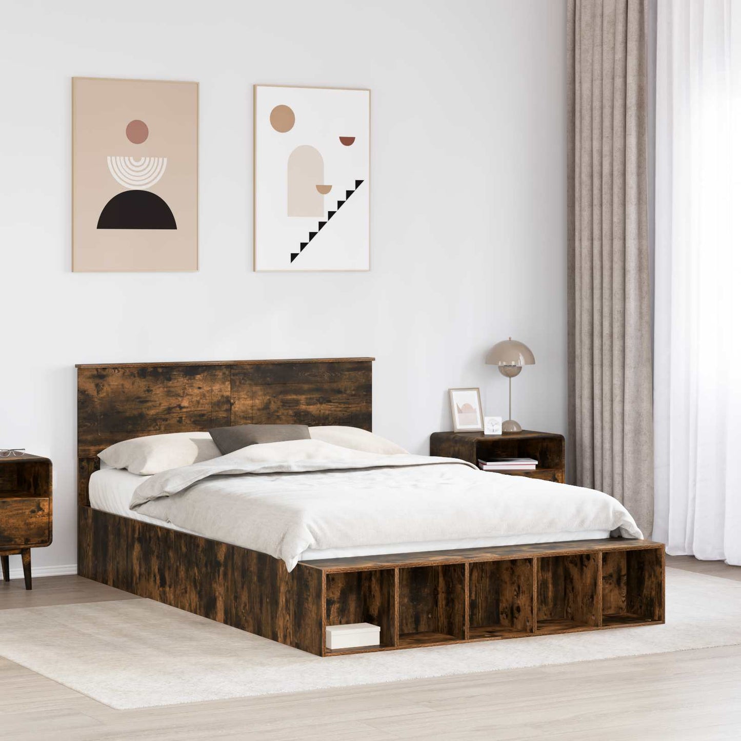 Struttura del letto Rovere fumÃ© 150 x 200 cm Legno multistrato