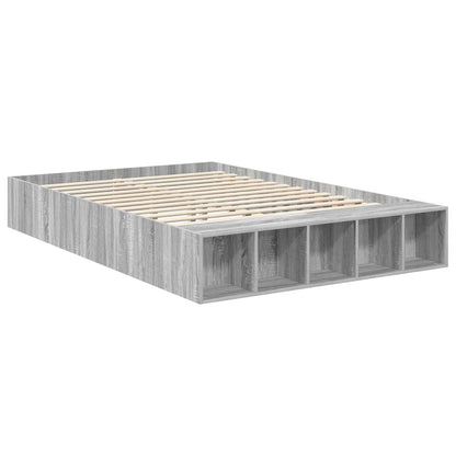 Struttura del letto con lo scaffale Grigio Sonoma 150 x 200 cm