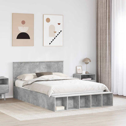 Struttura del letto con lo scaffale Grigio cemento 140 x 190 cm