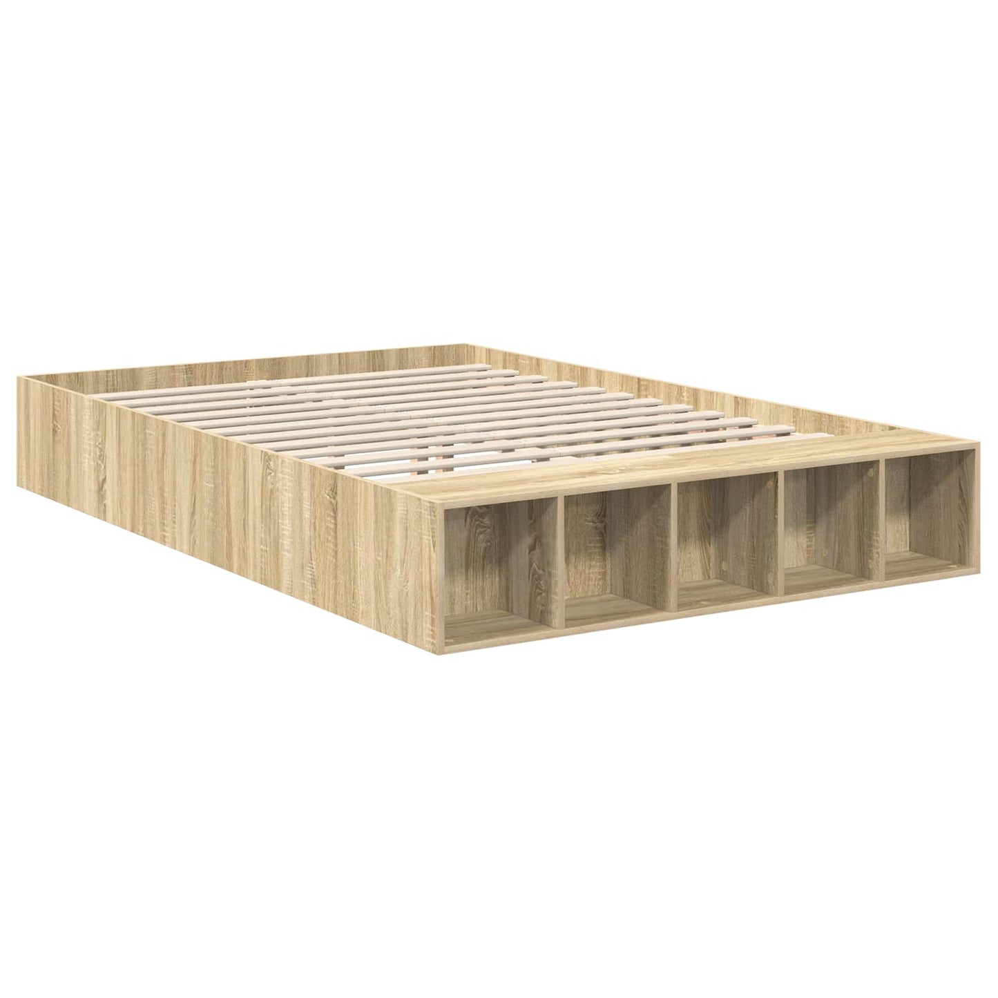 Struttura del letto con lo scaffale Rovere Sonoma 140 x 200 cm