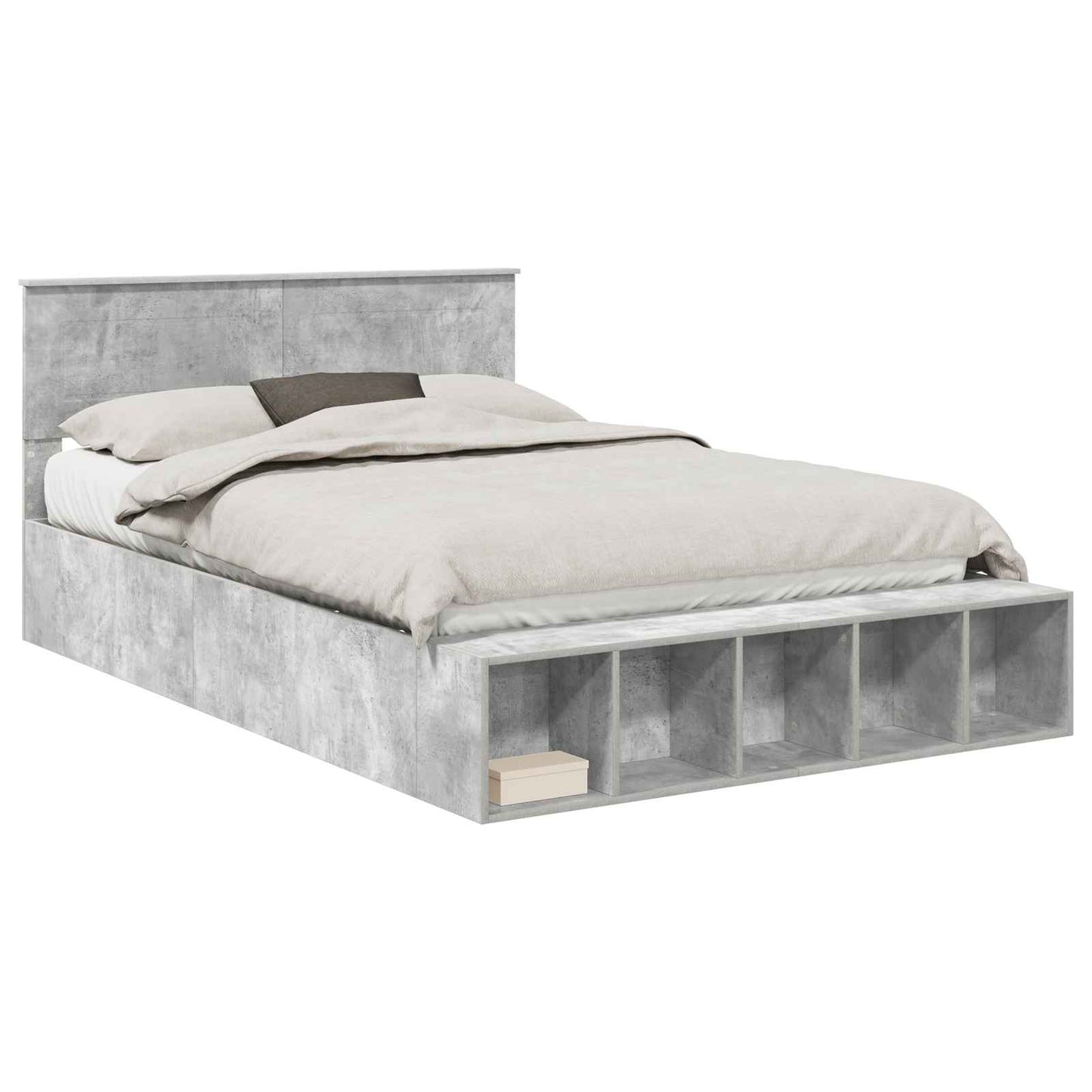 Struttura del letto con lo scaffale Grigio cemento 140 x 200 cm