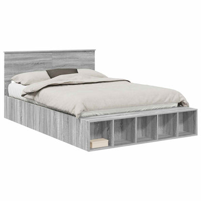Struttura del letto con lo scaffale Grigio Sonoma 140 x 200 cm