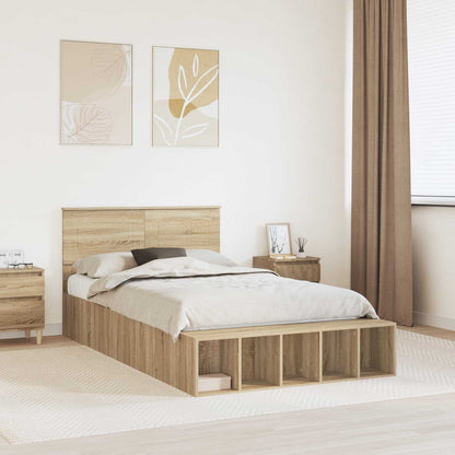 Struttura del letto con lo scaffale Rovere Sonoma 135 x 190 cm